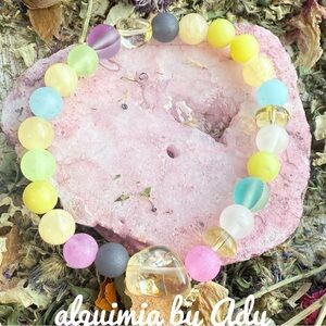 Yellow citrine and sea glass beads